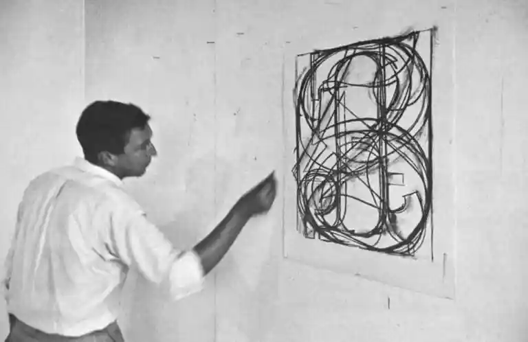 Jasper Johns working on 0 through 9